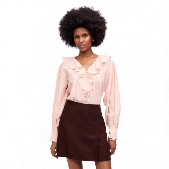 Madewell Pleated Linen Mini Skirt Size 8 - Picture 6 of 13